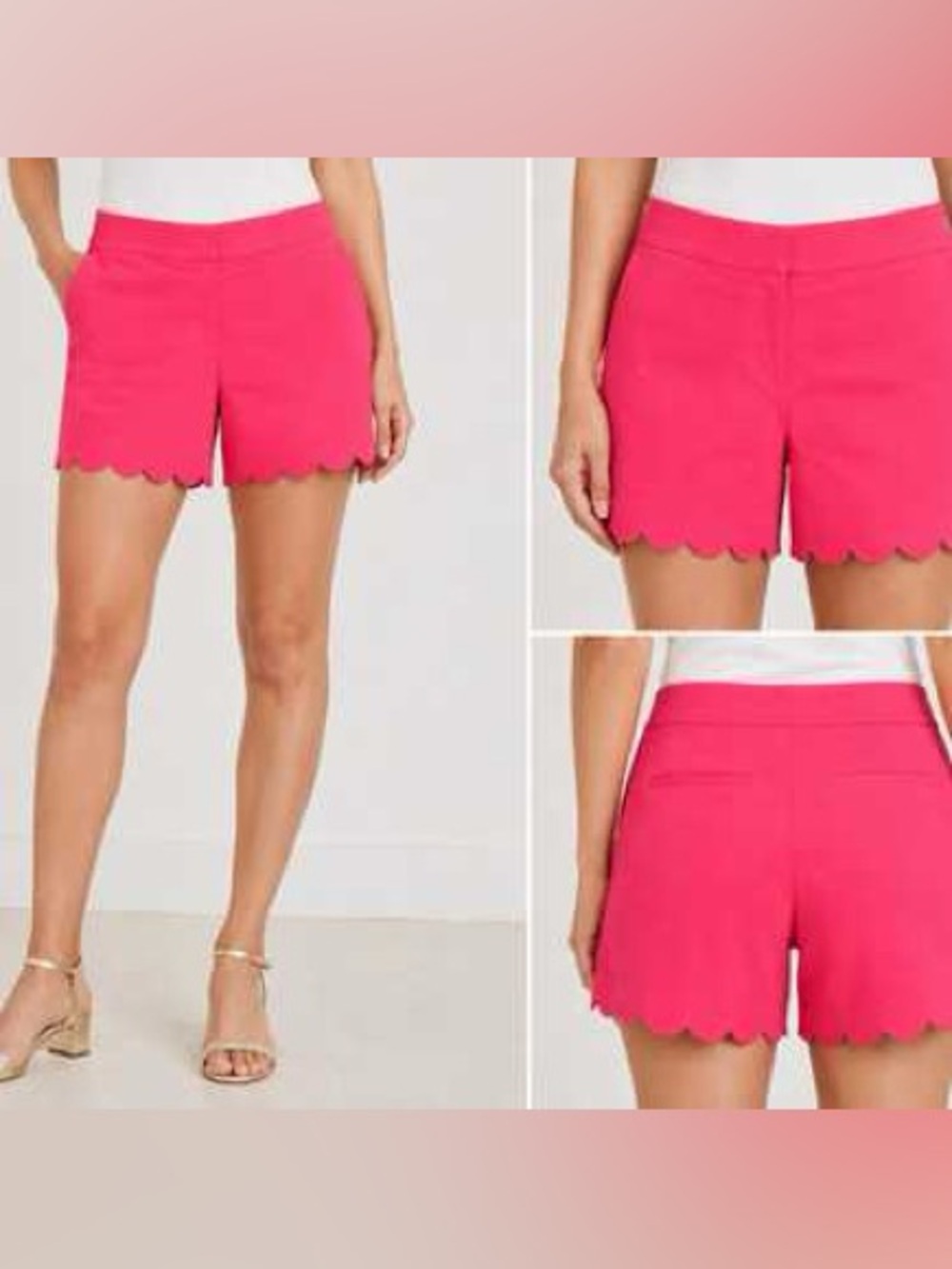 Isaac Mizrahi Hot Pink Scalloped Tailored Shorts - Size 14 - GUC